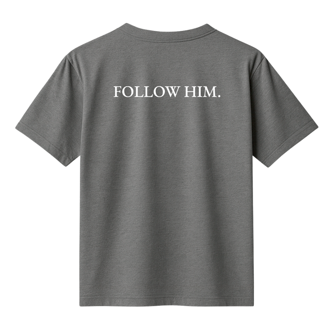 Tricou - Follow Him | Gri - imagine 3